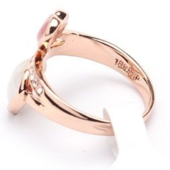 Rose Gold Cocktail Ring Size 6 Cats Eye Heart Plated Valentines Day Gift - Picture 7 of 8